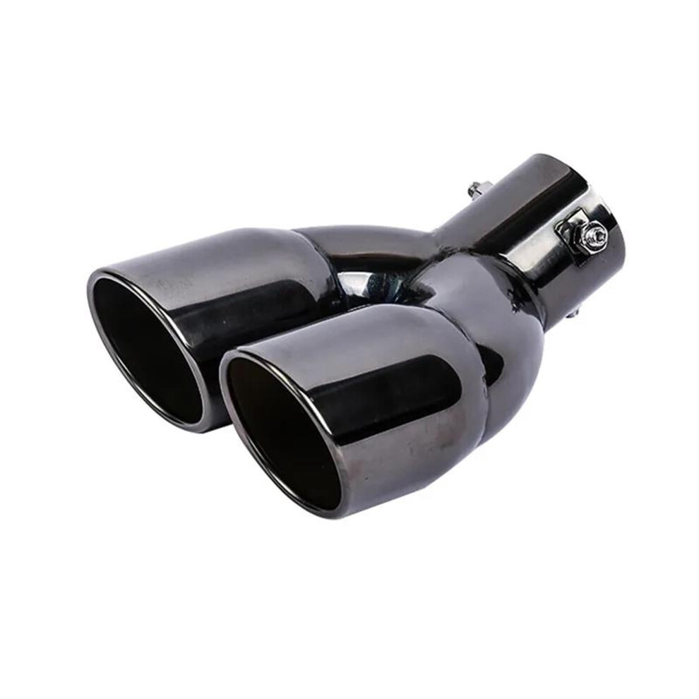 Rear Exhaust Pipe 76Mm Round Stainless Steel Car Exhaust Muffler Tip Tail Round Exhaust Pipe Black 9354506141417