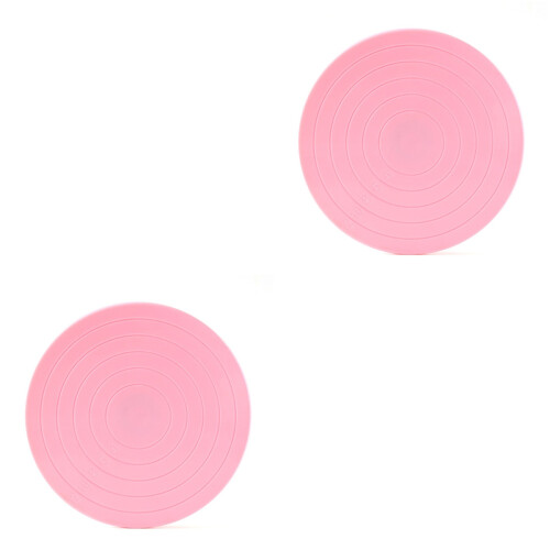 2Pcs 5.5 Inch Rotating Cake Turntable Decorating Stand (Pink) 2