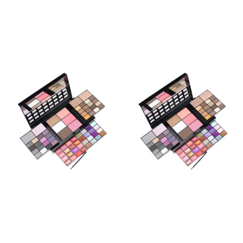2Stk Multi Color Makeup Kit Mit Make-Up Palette Und Lippen Gloss 1