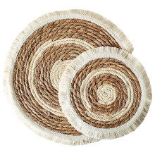 8 Pcs Woven Coaster And Round Placemat Dining Table Accessory