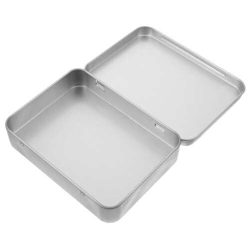 2Pcs Tin Box With Lid Tinplate Storage Container