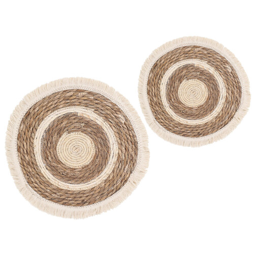 8 Pcs Woven Coaster And Round Placemat Dining Table Accessory 1