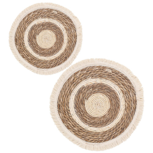 8 Pcs Woven Coaster And Round Placemat Dining Table Accessory 2
