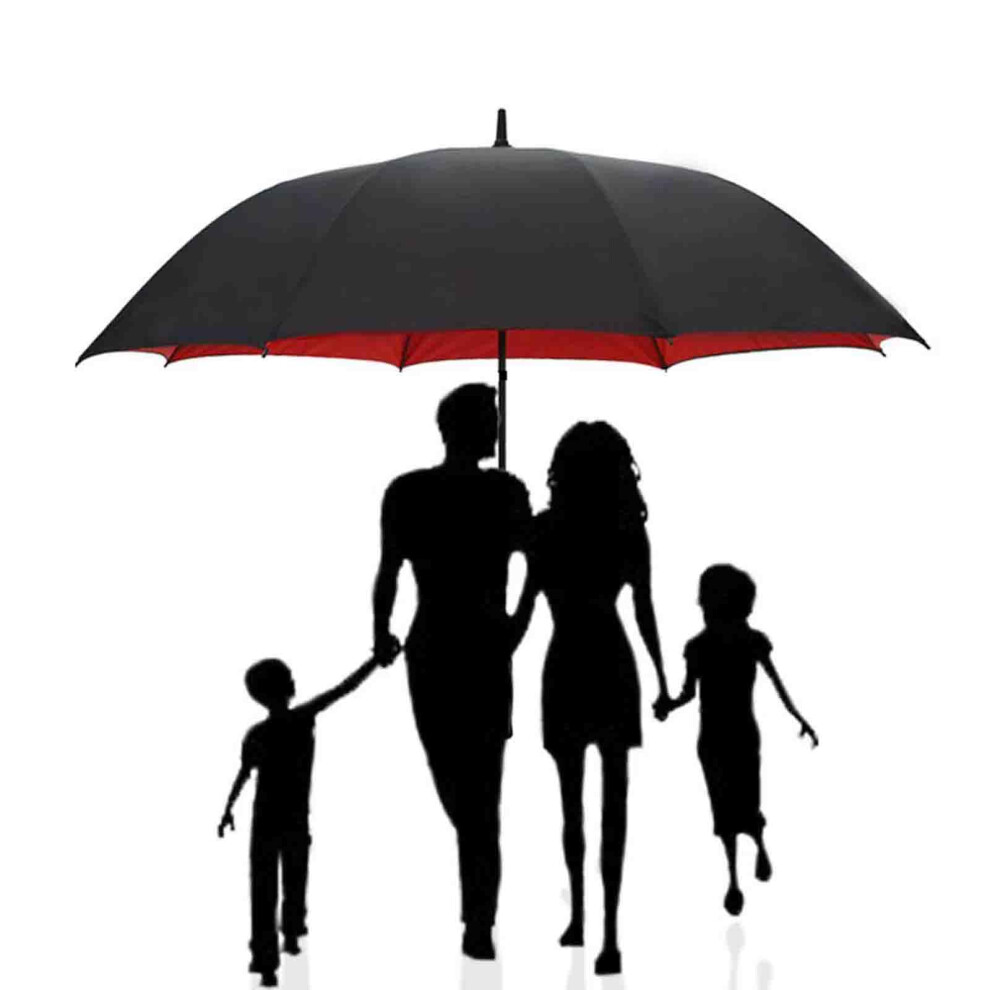 Golf Umbrella 53 Inch Large Automatic Compact Double Canopy Vented Windproof Waterproof For Men Women Red Black-image-OPC-PKYMPV7-NEW