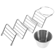 5 Pack Taco Serving Platter Tray Holders With Salad Cup Rack Stand
