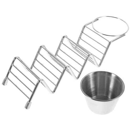 5 Pack Taco Serving Platter Tray Holders With Salad Cup Rack Stand