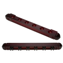 Holz-Wandhalterung für Billard-Cues, 6 Fächer, weinrot