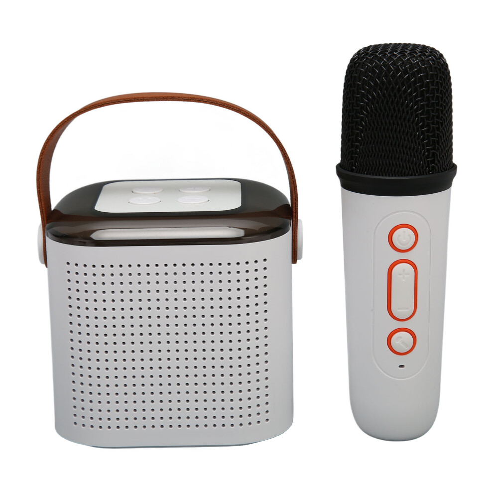 Portable Rgb Karaoke Machine With Microphone, 8Cm Speaker, Bluetooth 5.3, White 9331352212669