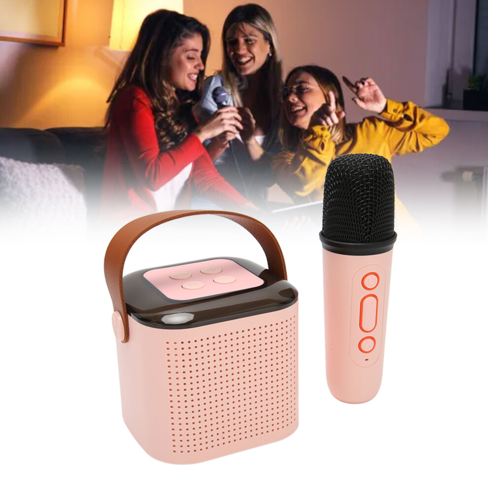 Portable Karaoke Machine With Bluetooth 5.3, Rgb & Microphone Pink/Light 8731352212675