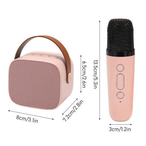 Tragbares Bluetooth-Karaoke-Gerät mit 2 Mikrofonen, Rosa 1