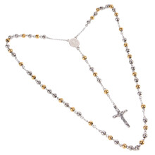 4Pcs Rosary Necklace With Cross Pendant And Beaded Chain For Prayer