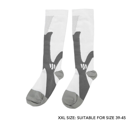 Breathable Athletic Compression Socks Men Women White XXL 39-45 1