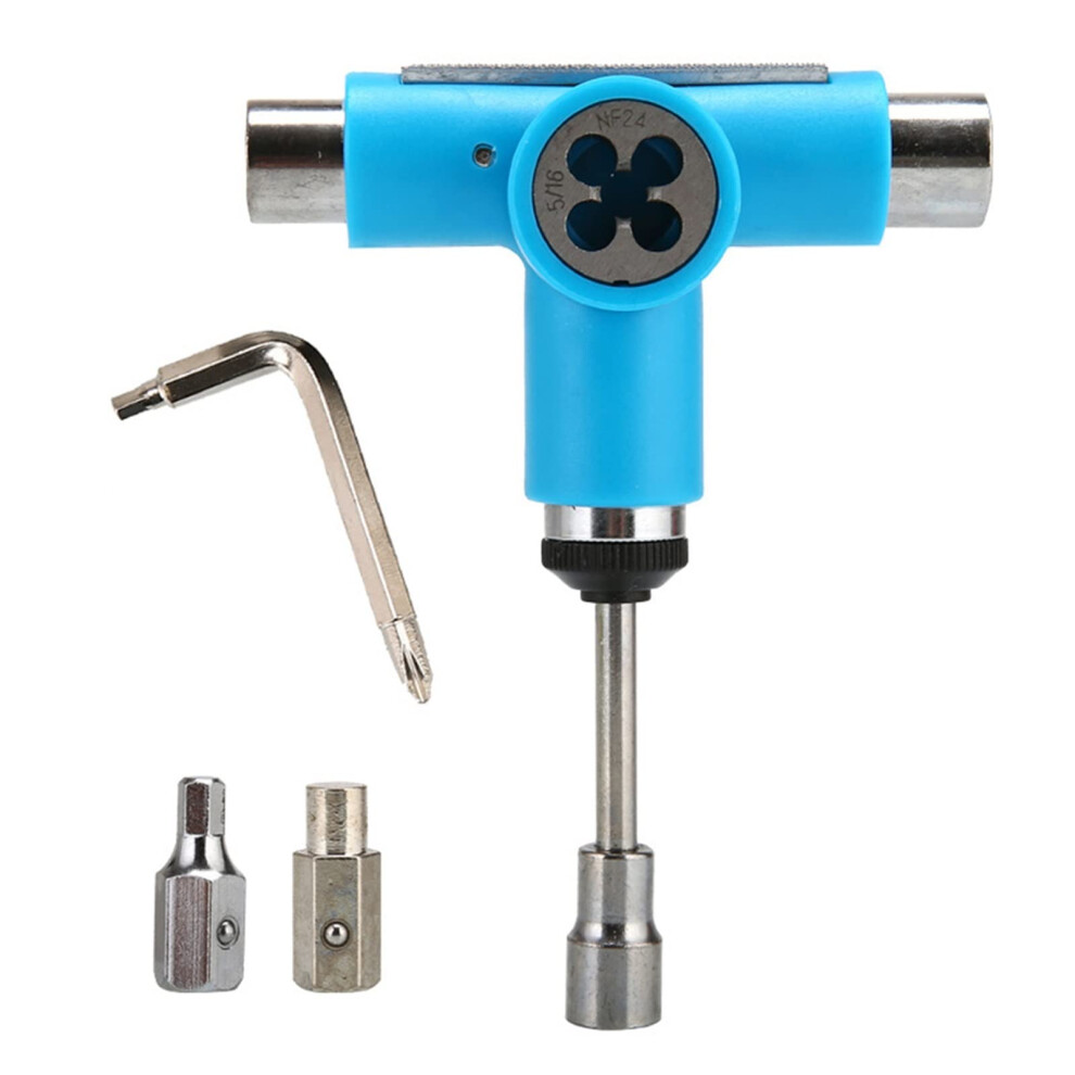 Hex Wrench 2-In-1 Screwdriver Skateboard Assembly Wrench T-Shaped Spanner Ratchet Wrench Blu 9084446288582