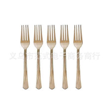 (Fork-10pcs) Rose gold Baby Girl paper plates, paper cups, paper towels, knife and fork, tablecloth, pennant, disposable birthday tableware
