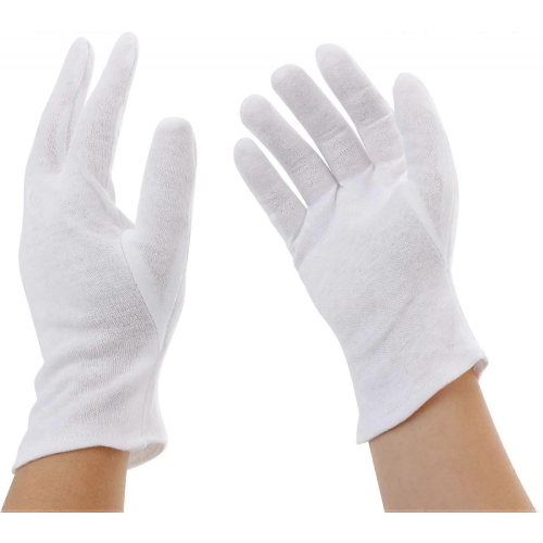 3 paires de gants de tissu en coton, blancs, taille M