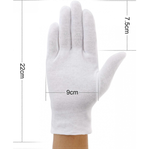 3 paires de gants de tissu en coton, blancs, taille M 2