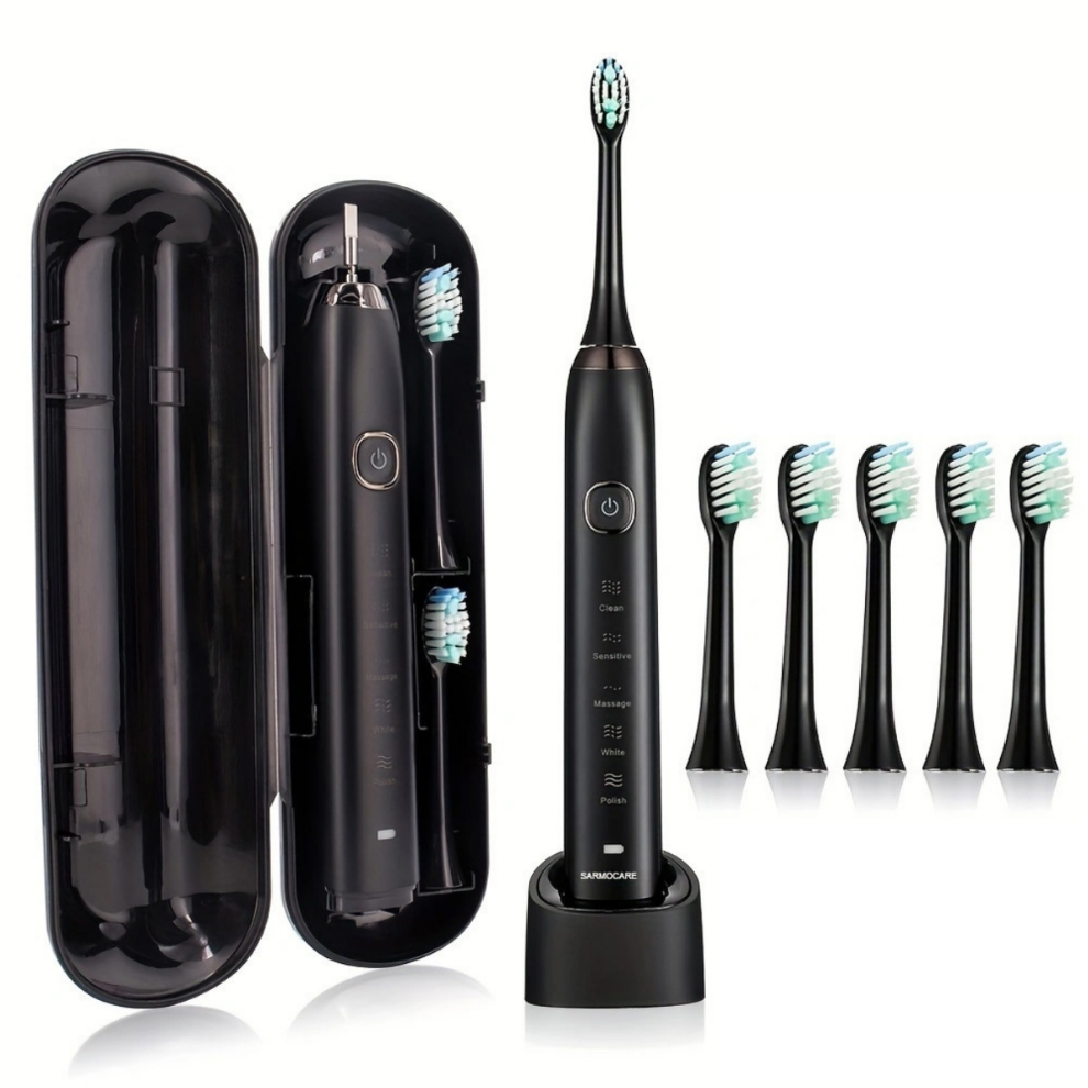 sarmocare S100 Sonic Toothbrush Usb Rechargeable Waterproof With 8 Brush Heads Professional Dental Care