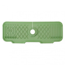 (Green) Silicone Faucet Mat for Kitchen Sink Cuttable Slope Splashproof Faucet Drain Pad Splash-Guard Draining Pad for Bathroom