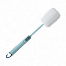 (Yellow)Long Handle Telescopic Glass Cup Bottle Sponge Brush for Kitchen Cleaning