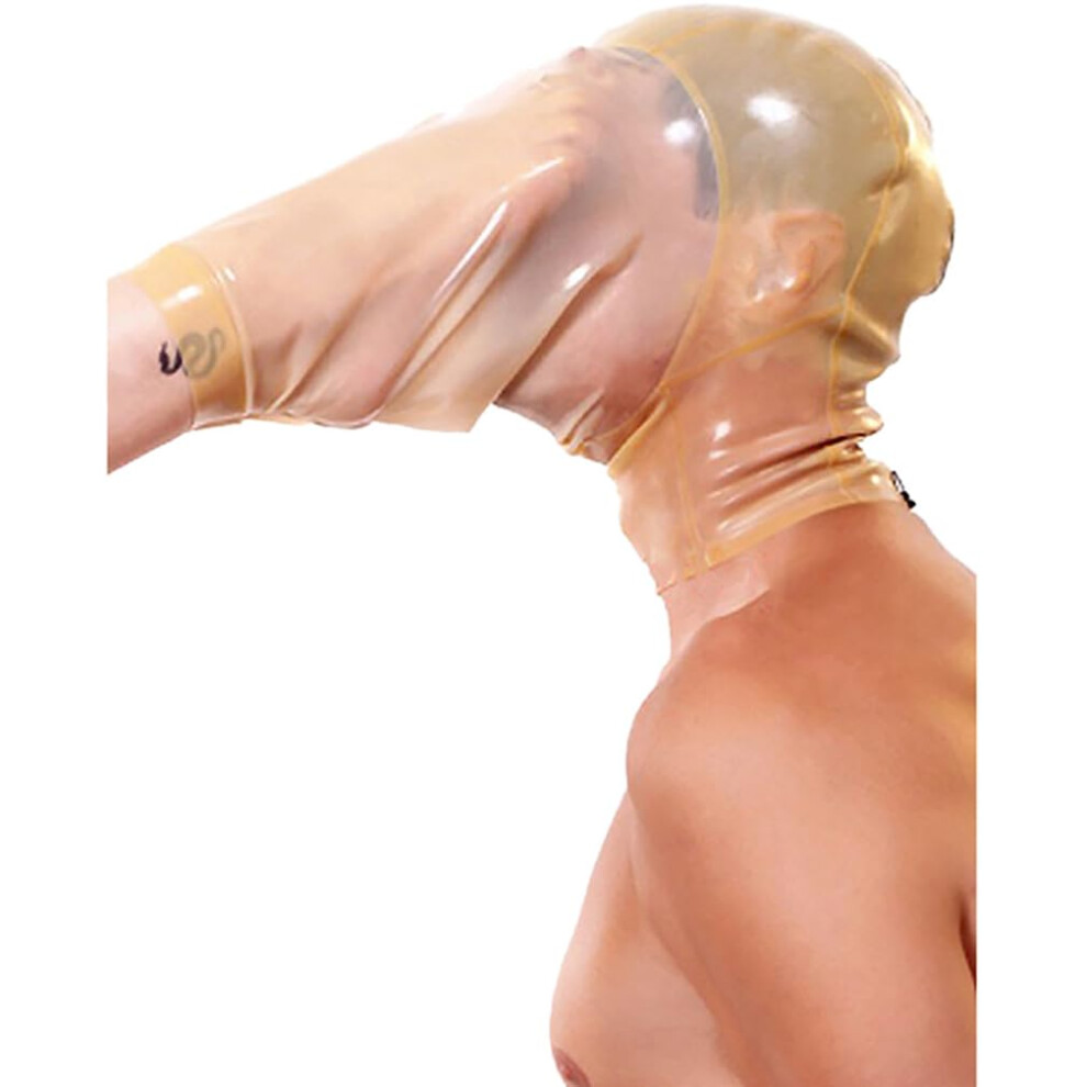 Halloween Hood Face Masker 100% Natural Latex Mask For Party Cosplay Fetish With Stomp Foot Cover Elastic Breathable XS