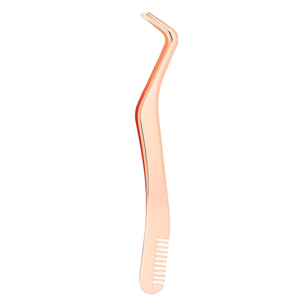 Gold Lashes Tweezers Stainless Steel Curved Eyelash Extension Tweezers With Comb Lash Applicator Rose