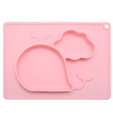 Baby Silicone Placemat Non Slip BPA Free FDA-Approved Food Grade Silicone Portable Travel Mat For Toddlers Whale Pink