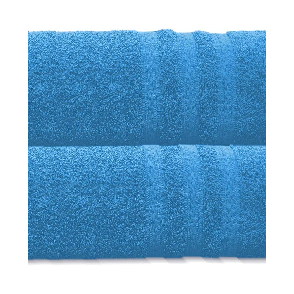 (Blue) Large Bath Sheet Pack of 2-100% Egyptian Cotton - (89cm x 150cm) 500 GSM Soft Towel Highly Absorbent & Quick dry Jumbo Bath sheets Towel Cot-image-OPC-PKYN985-NEW