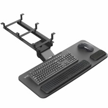 VIVO Premium Adjustable Computer Keyboard and Mouse Platform Tray  Ergonomic Under Table Desk Mount Drawer with Padding  Black  MOUNT-KB27P-B