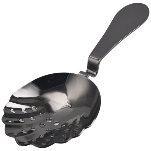 Stainless Steel Cocktail Strainer Black Shell-Shape Barware, Professional Ice Cube Filter Spoon, Bartender Ice Spoon