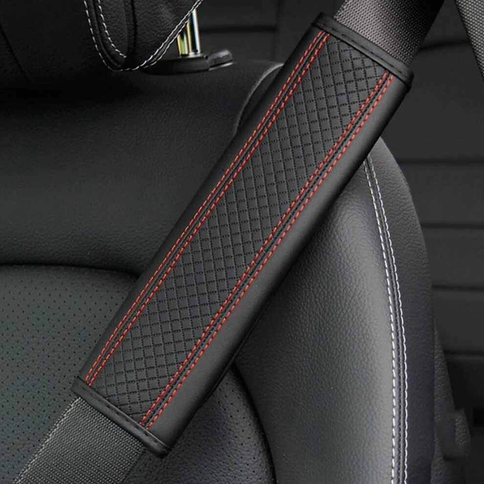 Car Seat Belt Pads 2 Pcs Universal Pu Leather Shoulder Covers For Acura Mdx Rdx Zdx Tsx Tl Rl Rlx Ilx Nsx Black/Red 9354506162405