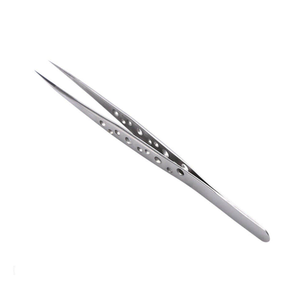 Tweezers 2-Piece Set: Ergonomic Nonmagnetic Nail And Eyebrow Tool With Curved And Straight Tips