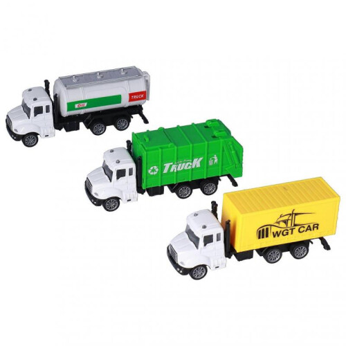 3-Piece 1:50 Scale Garbage Truck Toy Set - Pull-Back Sanitation Vehicles for Kids 1