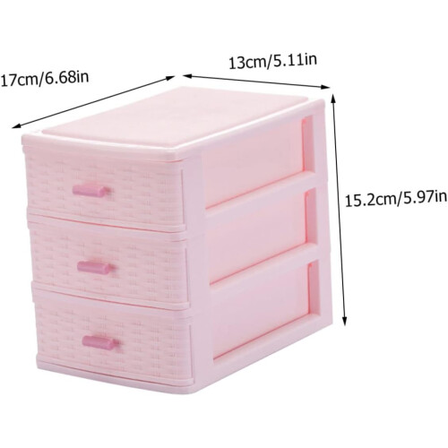Drawer Storage Box Safe Plastic Material Pink Makeup Organizer, Sturdy Dormitory Cabinet Storage 1