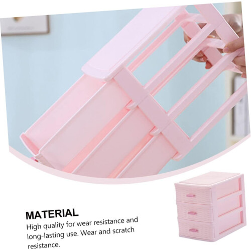 Drawer Storage Box Safe Plastic Material Pink Makeup Organizer, Sturdy Dormitory Cabinet Storage 2