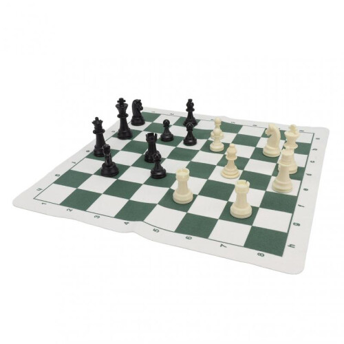 PU Leather Chessboard with 32 Plastic Pieces - Portable Set for Travel & Fun 2