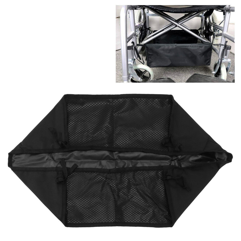 Black 600D Oxford Wheelchair Underseat Bag Movable Basket For Rollator Walker