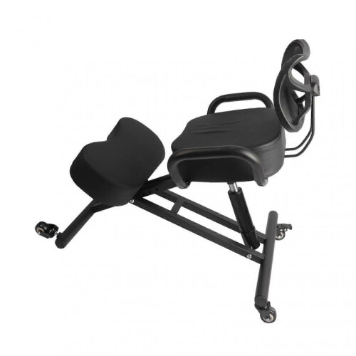 Adjustable Kneeling Chair with Breathable Backrest and Leather Seat 2