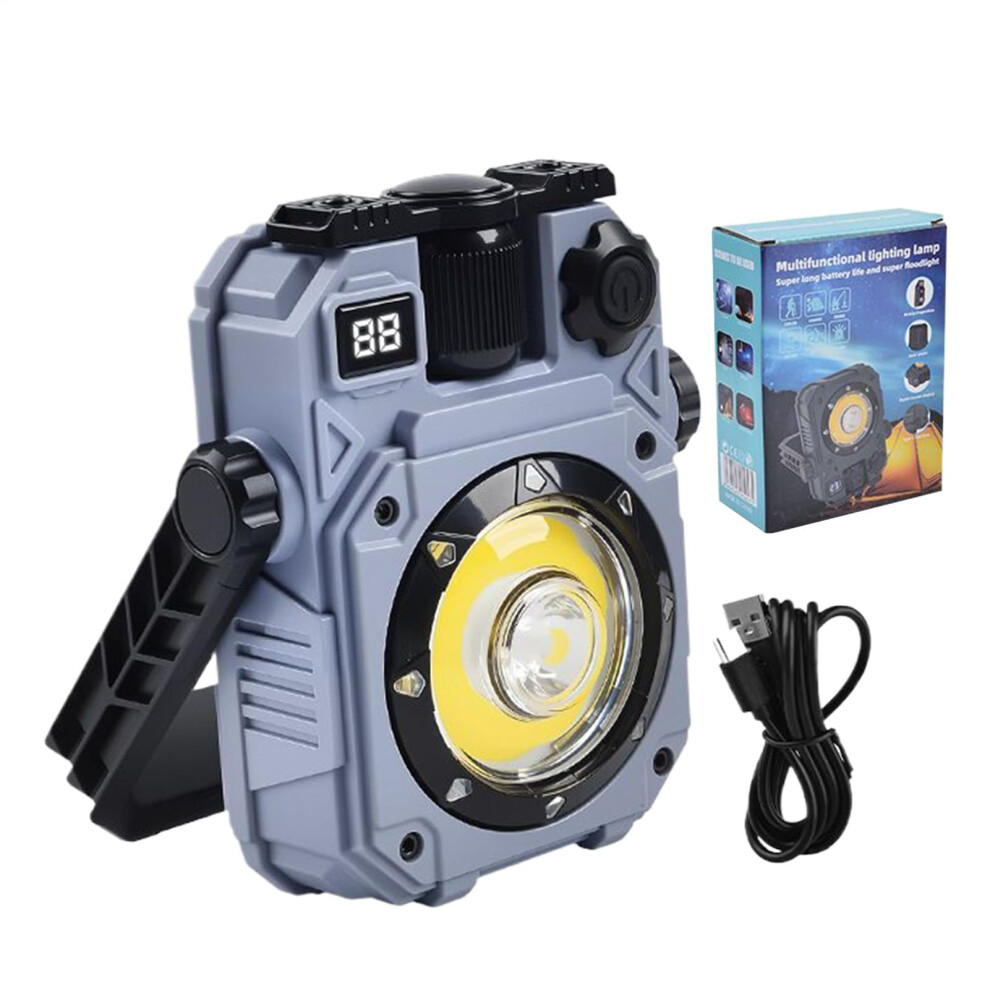 Rechargeable Work Light Solar Powered Led Magnetic Base 5 Lighting Modes For Power Outage Job Site Fishing Travel Gray 9393856167579