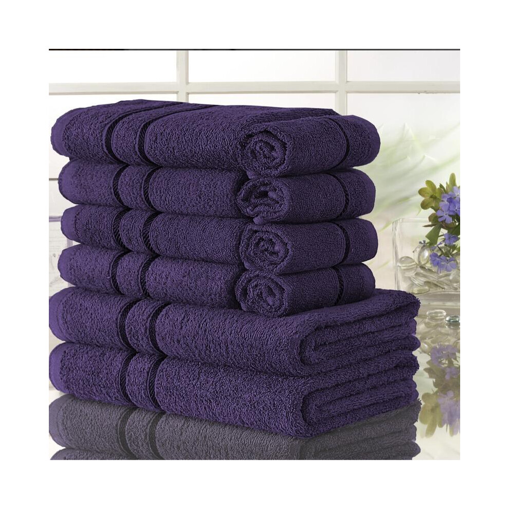 (AUBERGINE) 10 pcs Towel Set 100 % Egyptian Cotton 2 Bath Towel Size (70cmx120cm)4 Hand Towel Size(50cmx80cm) 4 Face Towel Size (30cmx30cm) 500 Gsm-image-OPC-PKYNPT5-NEW