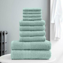 (Duck Egg) 10 Piece Towel Bale Set Water Absorbent Soft 4 x Face Towel, 4 x Hand Towel, 2 x Bath Towel