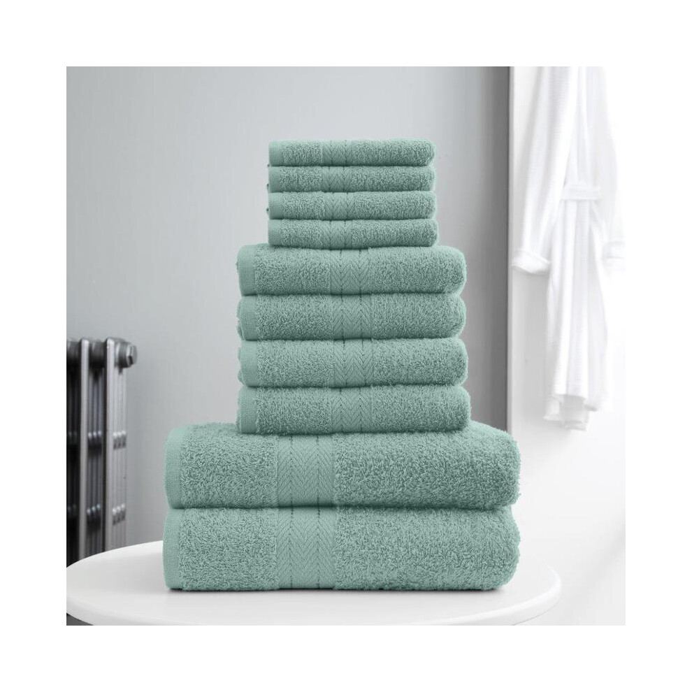 (Duck Egg) 10pcs Bale Set Bathroom Luxury Towel Sets Egyptian Cotton Face Hand Bath Towels Bathroom Thick Towels-image-OPC-PKYNSHM-NEW