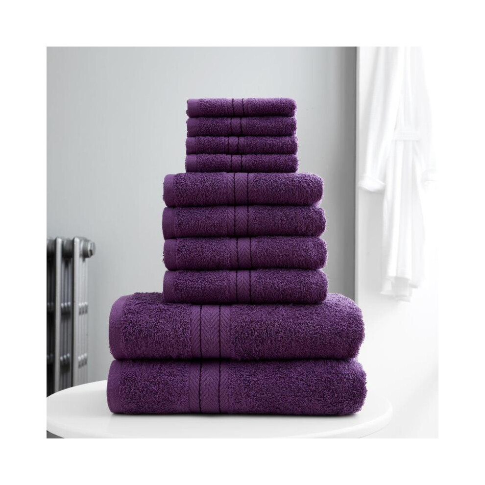 (Purple) 10pcs Bale Set Bathroom Luxury Towel Sets Egyptian Cotton Face Hand Bath Towels Bathroom Thick Towels-image-OPC-PKYNSHR-NEW
