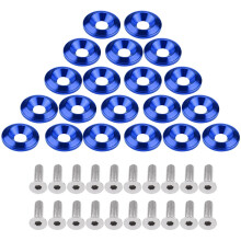 20Pcs Blue Aluminum Bumper Washer Bolt Kit | Universal Fit Car Dress Up