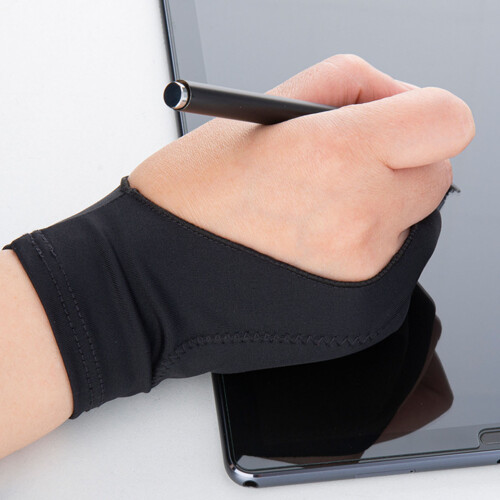 Breathable 2-Finger Tablet Drawing Glove for Artists, Black M 2
