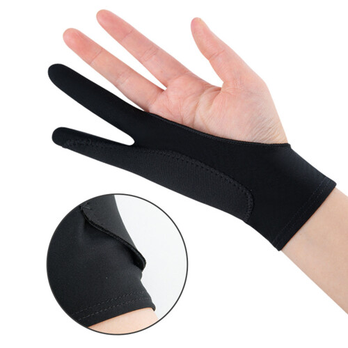Breathable Polyester 2-Finger Tablet Drawing Glove for Artists Black S 2
