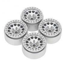 4Pcs Silver Metal Wheel Hubs & Tires for Axial SCX10, SCX10II, 90046, 90047 RC Crawlers