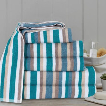 (Stripe Teal) Luxury 8 Piece Towels Set 100% Egyptian Cotton Face Hand Bath Caneria Fluffy Terry Towels Gift Jet Sheet stain resistant unisex fluffy tow