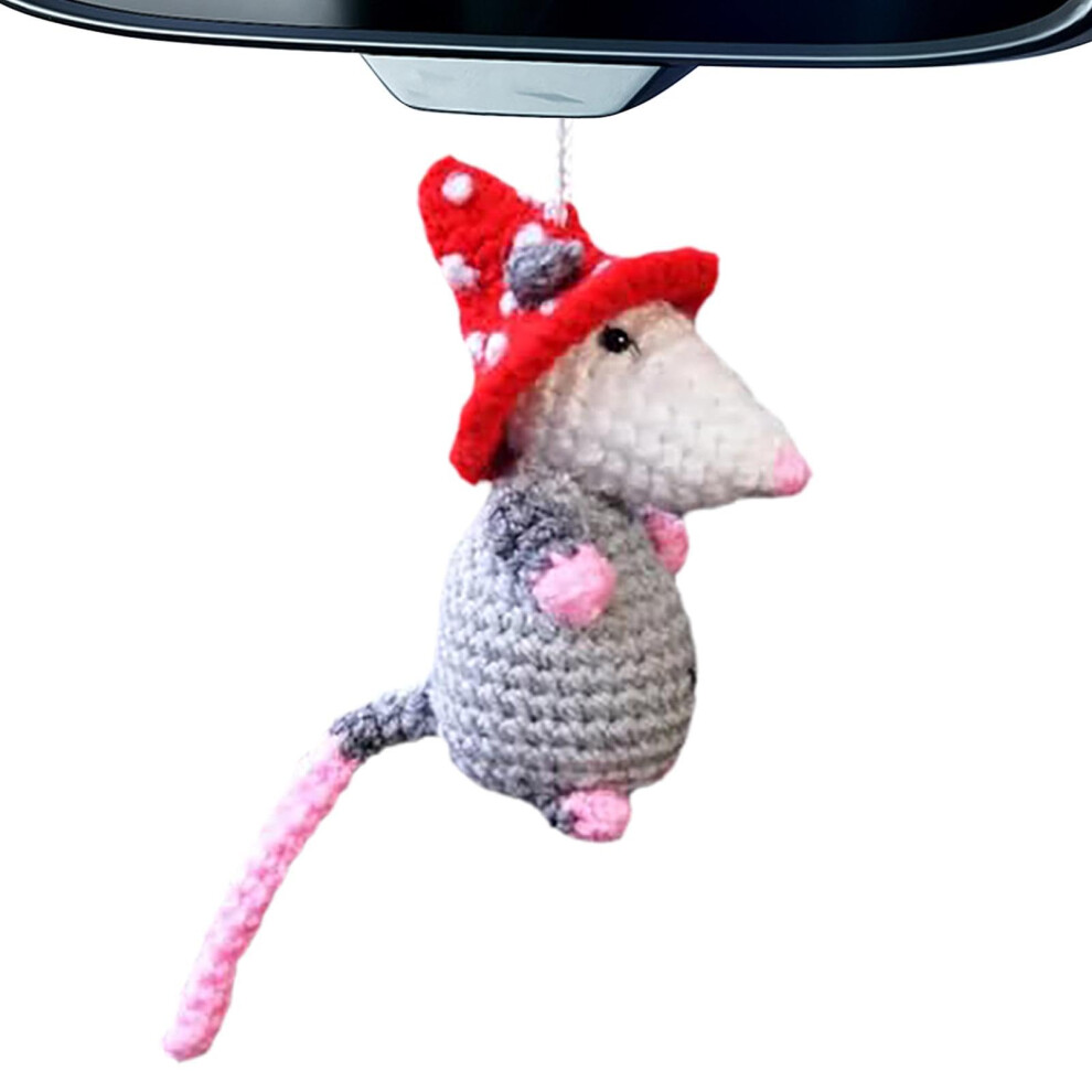 Knit Opossum Car Ornament Decoration Rearview Mirror Knitted Pendant Hangable Accessory Home And Bag Decor 9354506162825