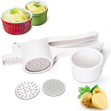 Potato Ricer, Fruit and Vegetables Masher Food Ricer Large Capacity with 3 Interchangeable Discs for Fine to Coarse Professional Baby Food Strainer an