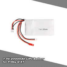2S 7.4V 2000mAh LiPo Battery for RC Transmitters, Compact 74x43x12mm